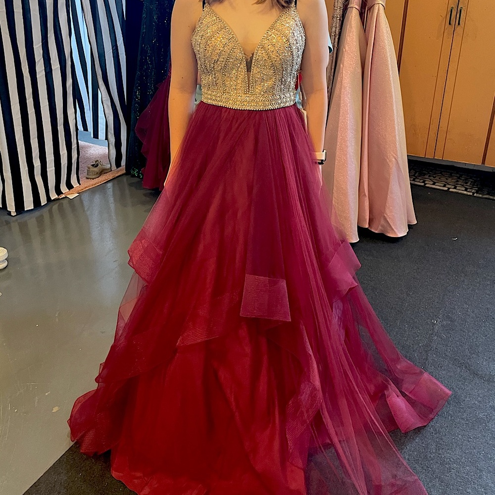 Burgundy ballgown, new with tags